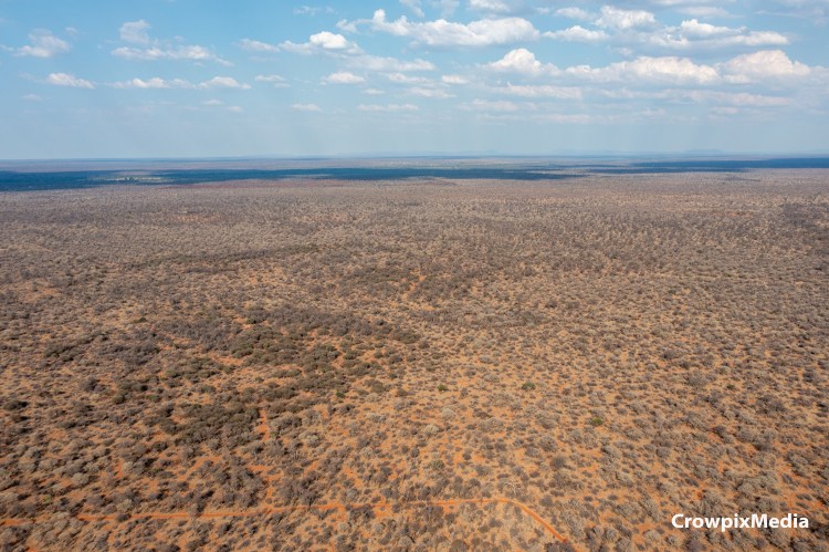 alt="conservation photography: Tumbeta Big 5 Game Reserve aerial photograph"