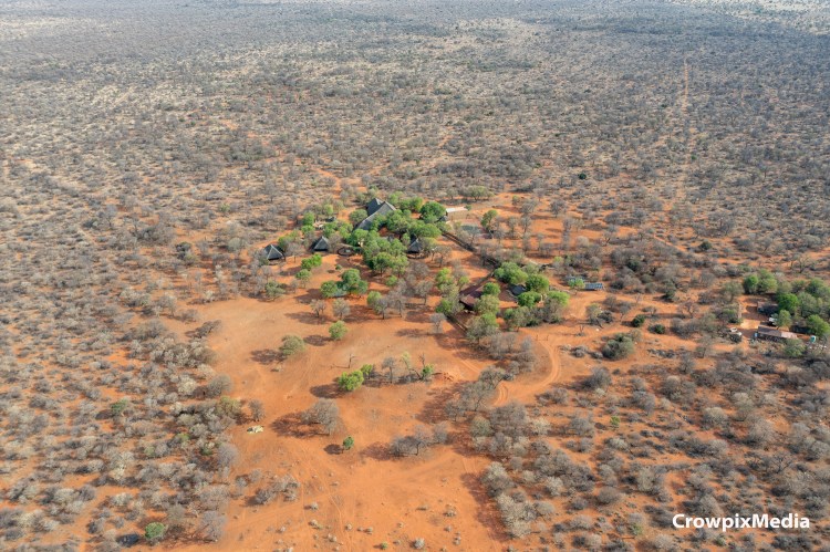 alt="conservation photography: Tumbeta Big 5 Game Reserve aerial photograph"